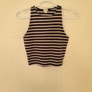 Garage Striped Crop Top Navy/Light Pink Small